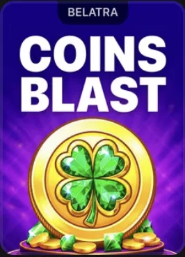 Capa do slot Coins Blast com moeda dourada e trevo