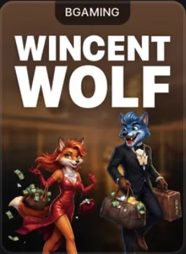 Capa do slot Wincent Wolf com lobo de terno e raposa